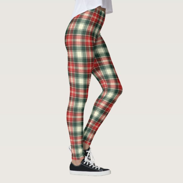 Red and green 2025 plaid leggings