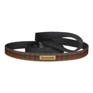 Red And Green Plaid Pattern And Custom Pet Name Leash