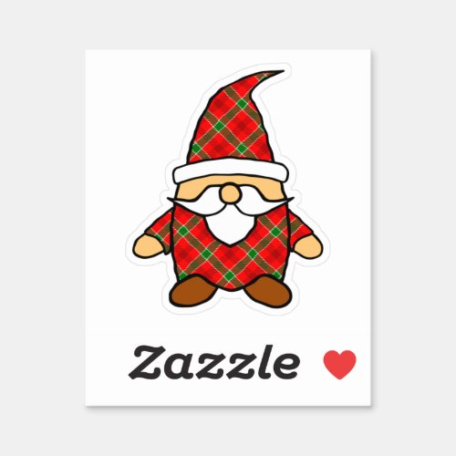 Red And Green Plaid Pattern Gnome Sticker