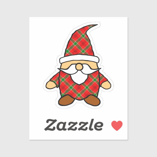 Red And Green Plaid Pattern Gnome Sticker (Sheet)