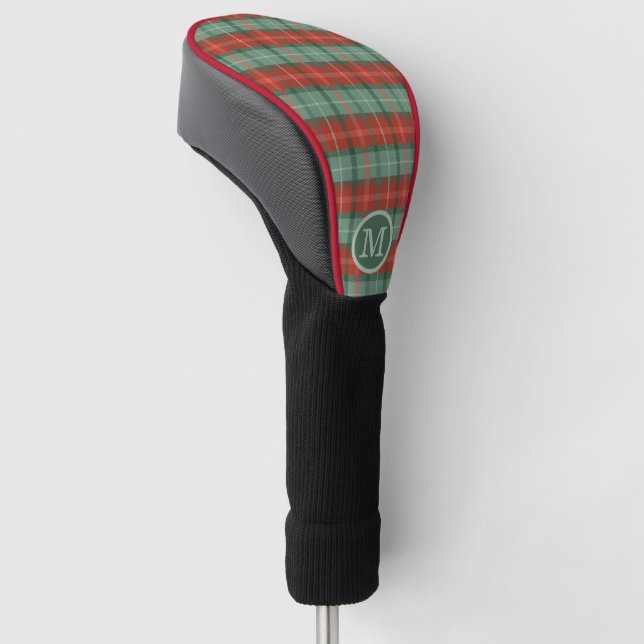 Red and green plaid pattern golf head cover (Angled)