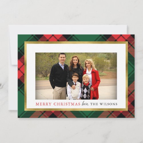 Red and Green Plaid Photo Christmas Card