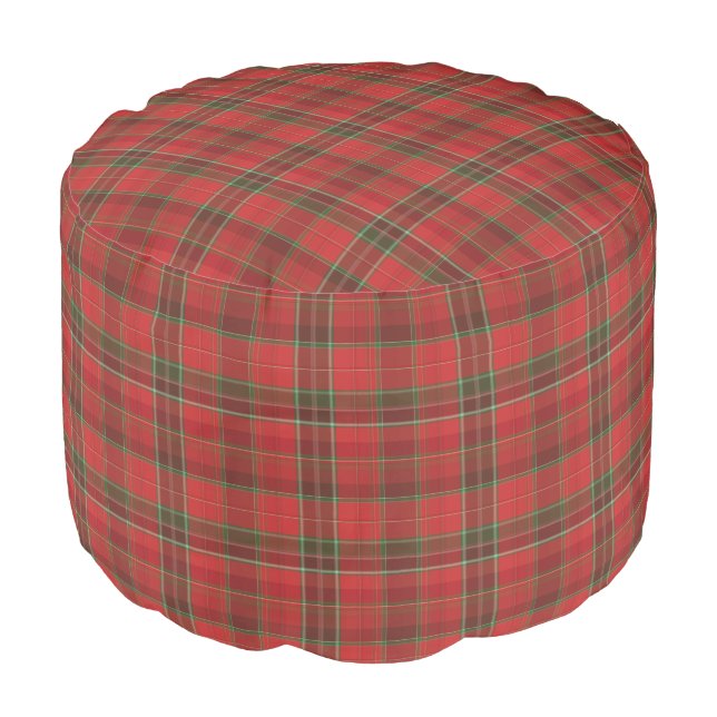 Red and Green Plaid Pouf (Angled Front)
