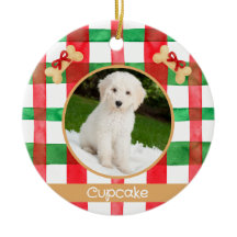 Red and Green Plaid Round Pet Ornament