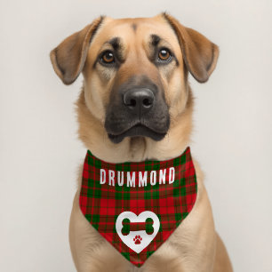 Red and Green Plaid Rustic Tartan Custom Pet Bandana Collar