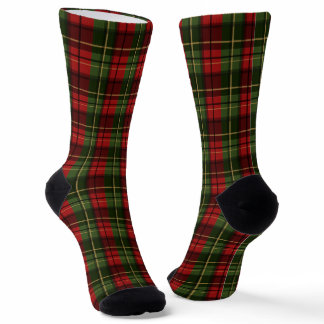 Red And Green Plaid Tartan Festive Pattern Socks