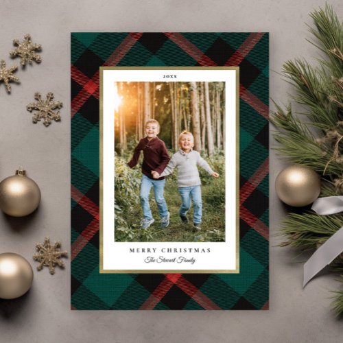 Red and Green Plaid Tradition Christmas Photo Holiday Card