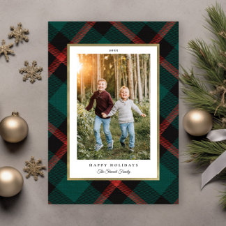 Red and Green Plaid Tradition Photo Holiday Card