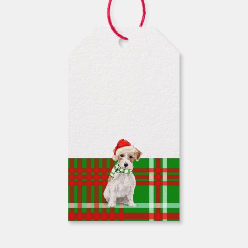 Red and Green Plaid with Jack Russell Christmas Gift Tags