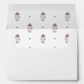 Red and Green Poinsettia Block Print Christmas Envelope