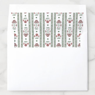 Red and Green Poinsettia Block Print Christmas Envelope Liner