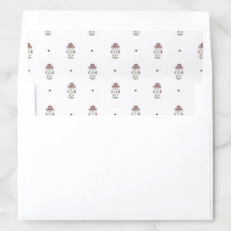 Red and Green Poinsettia Block Print Christmas Envelope Liner