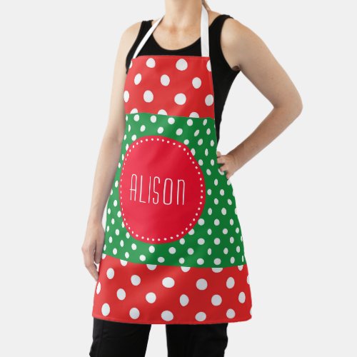 Red and Green Polka Dot Christmas Apron