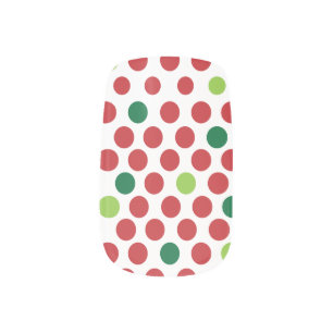 Red and Green Polka-Dot Christmas  Nail Art