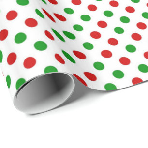 Red and green polka dots Christmas wrapping paper. Paper