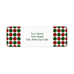 Red and Green Polka Dots on White address label