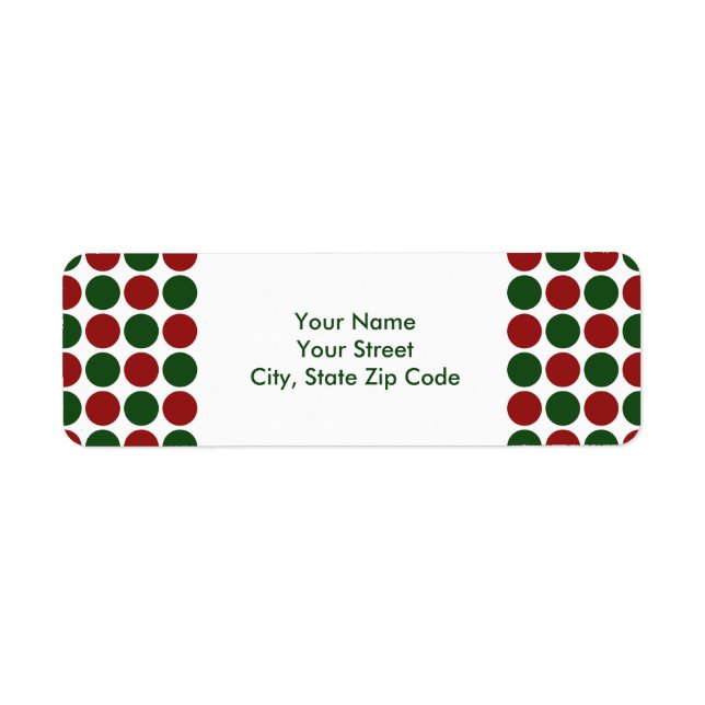 Red and Green Polka Dots on White address label (Front)