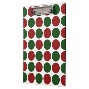 Red and Green Polka Dots on White Clipboard