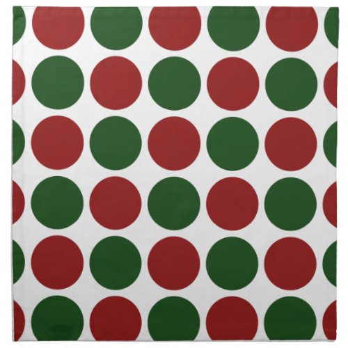 Red and Green Polka Dots on White Cloth Napkin