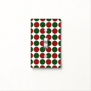 Red and Green Polka Dots on White Light Switch Cover
