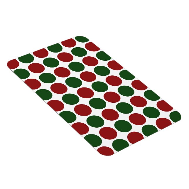 Red and Green Polka Dots on White Magnet (Right Side)
