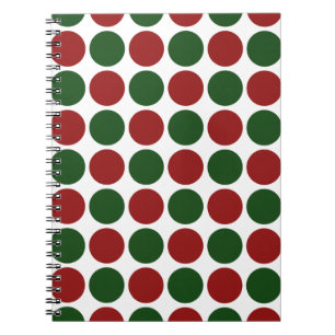 Red and Green Polka Dots on White Notebook