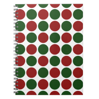 Red and Green Polka Dots on White Notebook