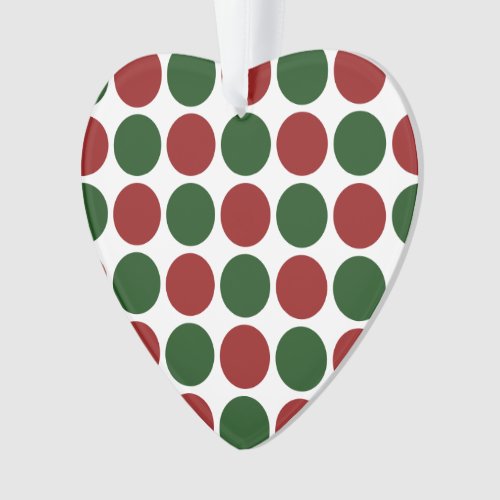 Red and Green Polka Dots on White Ornament