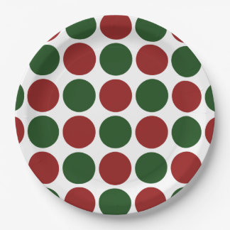 Red and Green Polka Dots on White Paper Plates