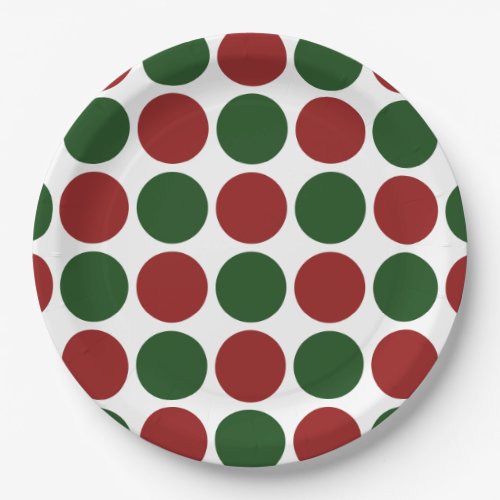 Red and Green Polka Dots on White Paper Plates
