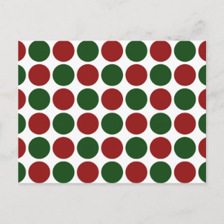 Red and Green Polka Dots on White Postcard