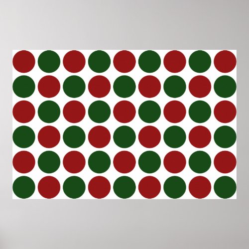 Red and Green Polka Dots on White Poster