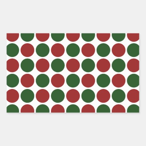 Red and Green Polka Dots on White Rectangular Sticker