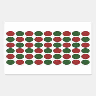 Red and Green Polka Dots on White Rectangular Sticker