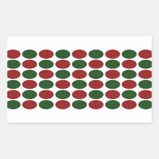 Red and Green Polka Dots on White Rectangular Sticker