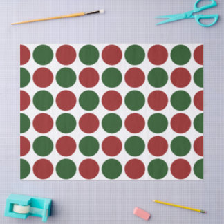 Red and Green Polka Dots on White Tissue Paper