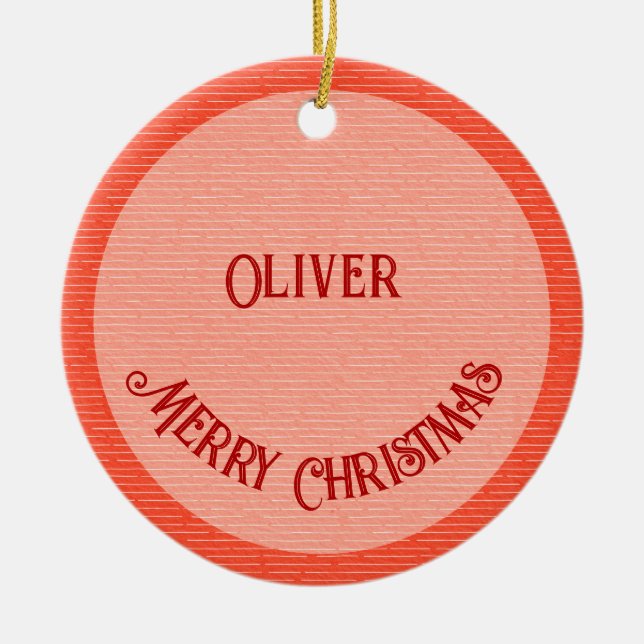 Red and Green Positive Christmas Vibes Christmas Ceramic Ornament (Front)