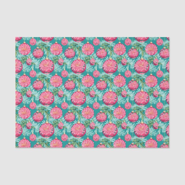 Red and Green Preppy Christmas Ornaments Tissue Paper (Front)