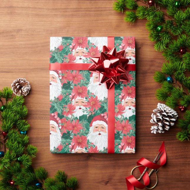 Red and Green Preppy Christmas Santa Wrapping Paper (Holiday Gift)
