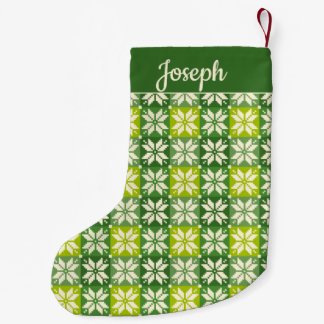 Red and Green Quilted Star Small Christmas Stocking