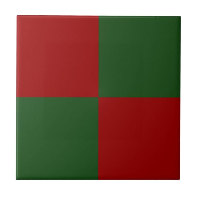 Red and Green Rectangles Ceramic Tile (Front)