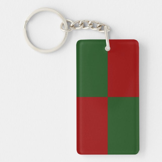 Red and Green Rectangles Keychain (Front)