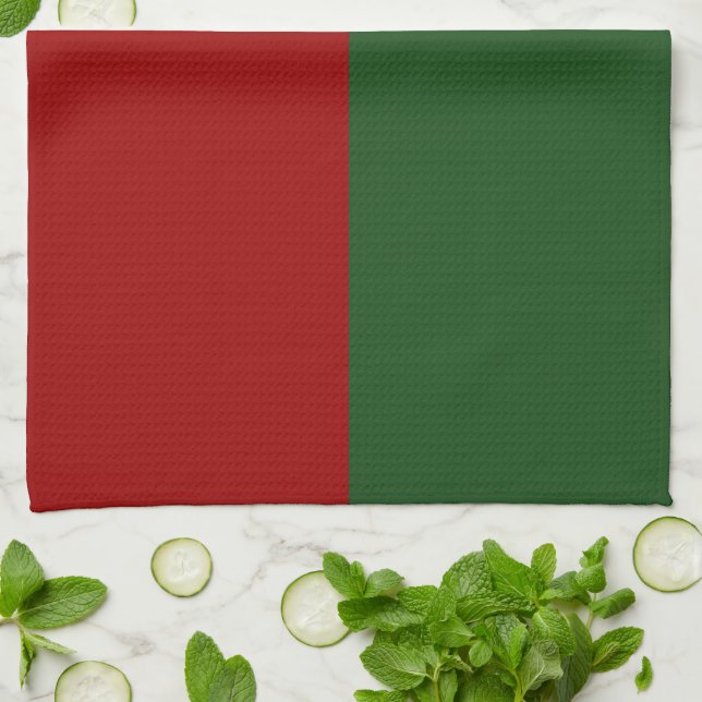 Red and Green Rectangles Kitchen Towel (Folded)