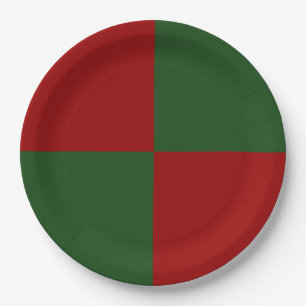 Red and Green Rectangles Paper Plates