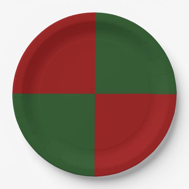 Red and Green Rectangles Paper Plates (Front)