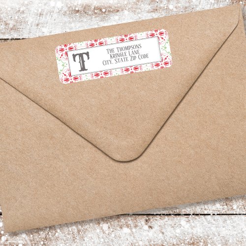 Red and Green Return Address Christmas Label