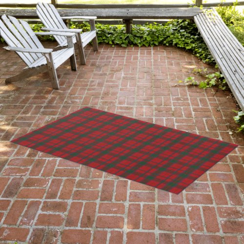 Red and Green Robertson Clan Tartan Plaid Outdoor Rug