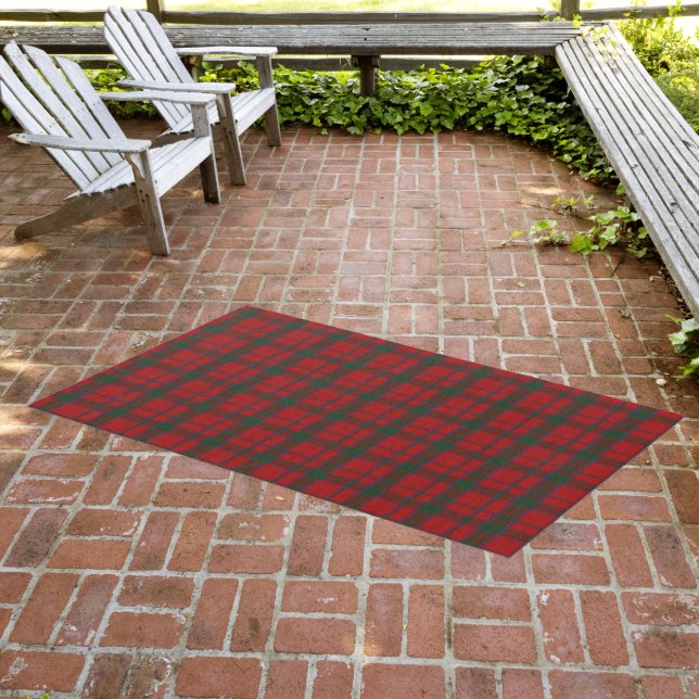 Red and Green Robertson Clan Tartan Plaid Outdoor Rug (Insitu (Outdoor 3))