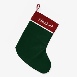 Red and Green Rustic Holiday Monogram Small Christmas Stocking