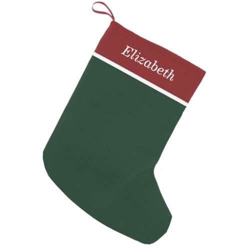 Red and Green Rustic Holiday Monogram Small Christmas Stocking